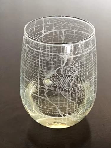 Or Something Stemless 17oz Wine Glass Urban City Map Denver Colorado | Etched Glassware for Wine Lovers thumbnail 1