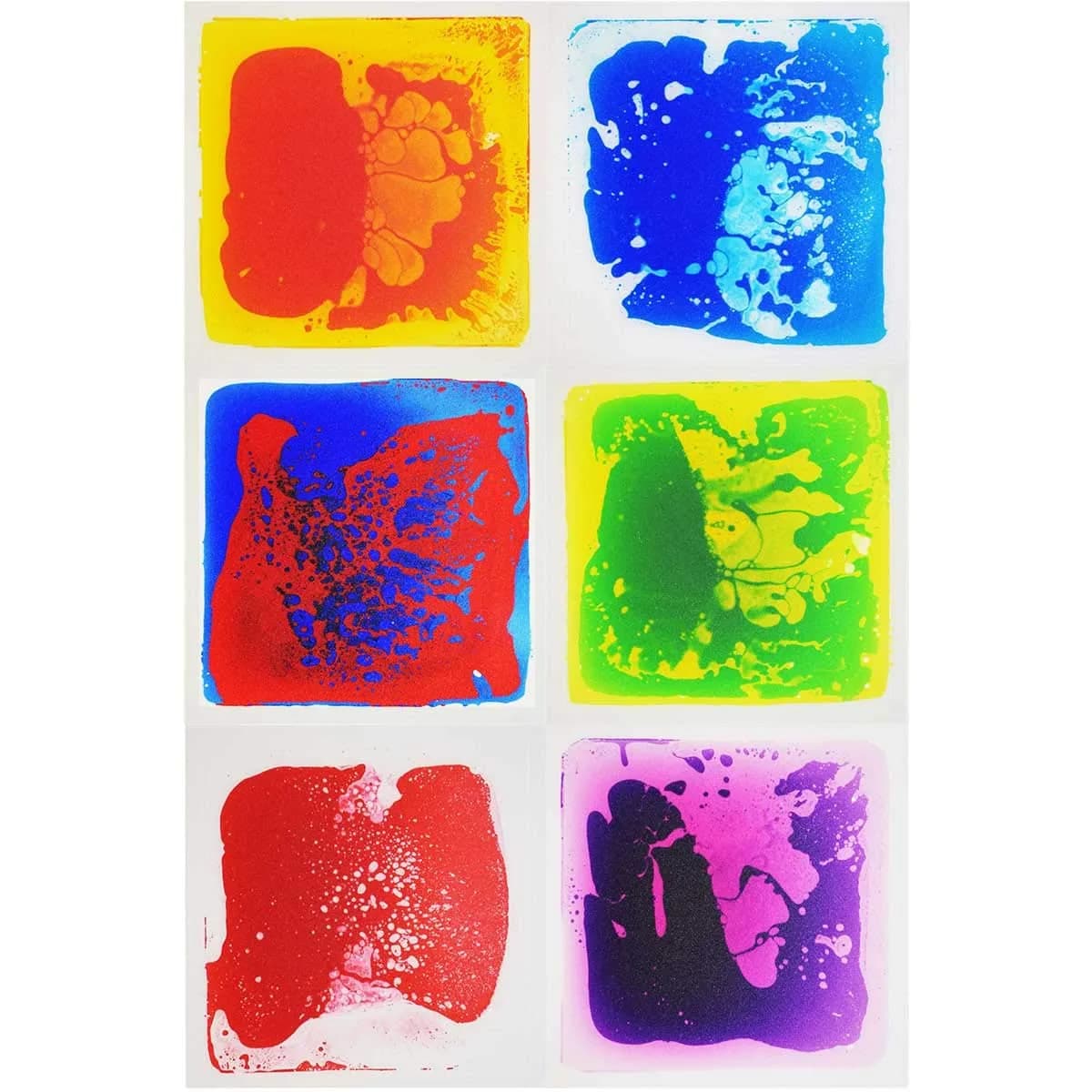 LONGKING Sensory Tiles for Children 12" x 12" | Liquid Floor Tiles for Sensory Play — Square - 6 Colors