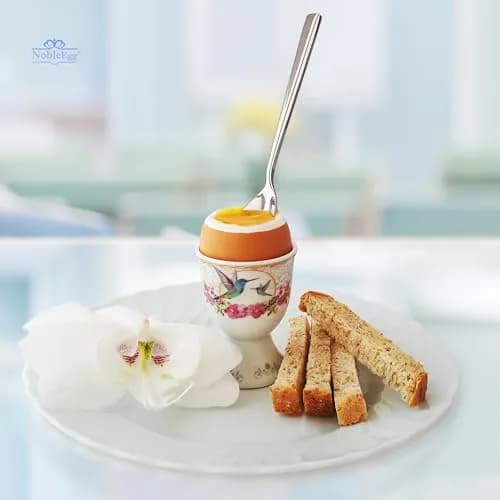 NobleEgg Egg Cups for Soft Boiled Eggs | Vintage Porcelain Holders & Stainless Steel Spoons thumbnail 5