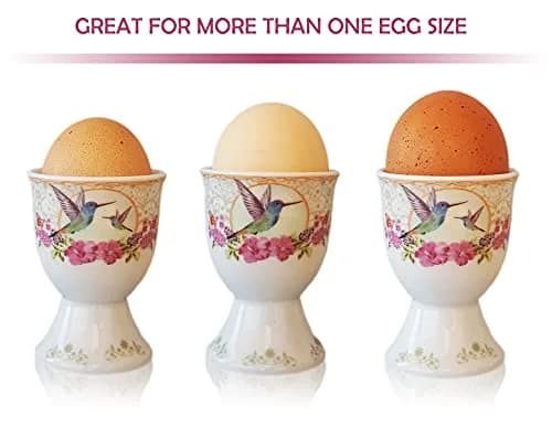 NobleEgg Egg Cups for Soft Boiled Eggs | Vintage Porcelain Holders & Stainless Steel Spoons thumbnail 7