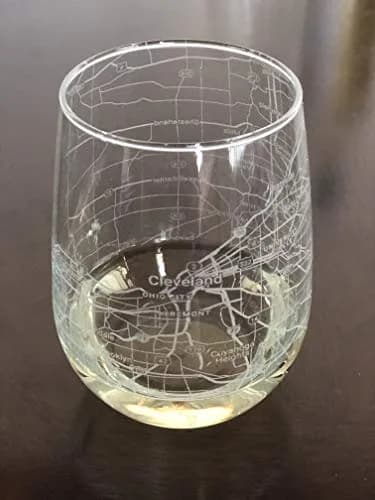 Or Something Stemless 17oz Wine Glass Urban City Map Cleveland Ohio | Dishwasher Safe thumbnail 1