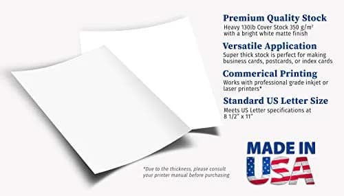 Desktop Publishing Supplies Extra Heavy Duty Bright White Cardstock 130lb Cover (350gsm) 15 Sheets 8.5" x 11" | Commercial Printing Invitations thumbnail 3