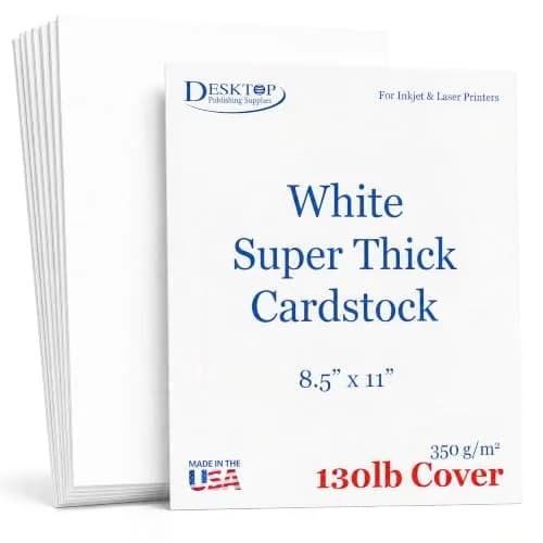 Desktop Publishing Supplies Extra Heavy Duty Bright White Cardstock 130lb Cover (350gsm) 40 Sheets 8.5" x 11" | Commercial Printing & Invitations thumbnail 1