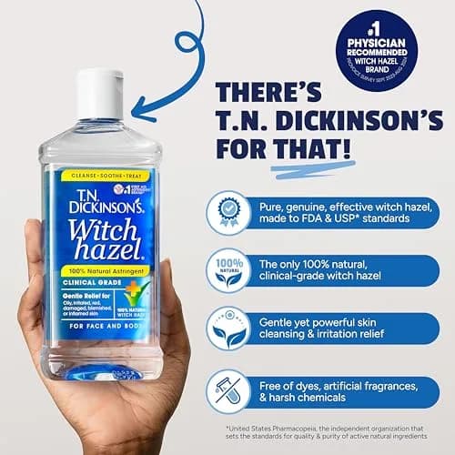 T.N. Dickinson's 100% Natural Witch Hazel Astringent 473ml (16 Fl Oz) | Cleanses & Soothes Skin thumbnail 3