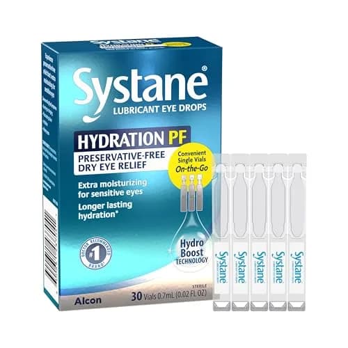 Systane Hydration Lubricating & Hydrating Eye Drops, 30 Vials, Unit Dose | Long-Lasting Dry Eye Relief with Hyaluronic Acid thumbnail 1