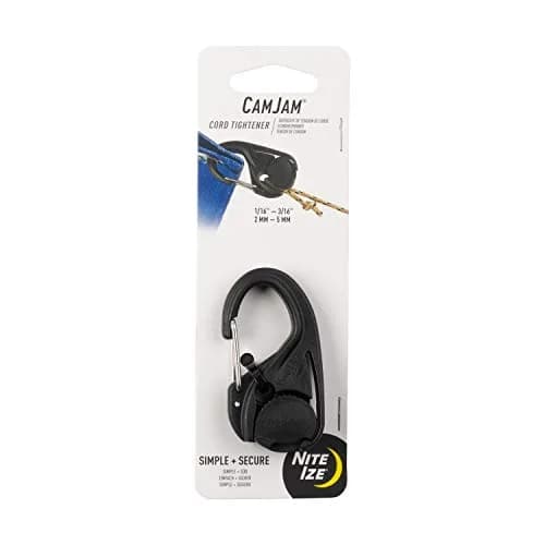 Nite Ize CamJam Cord Tightener with Carabiner Clip - Plastic Carabiner & Stainless Steel Lock - Utility Rope & Cord Tightener - Black thumbnail 1