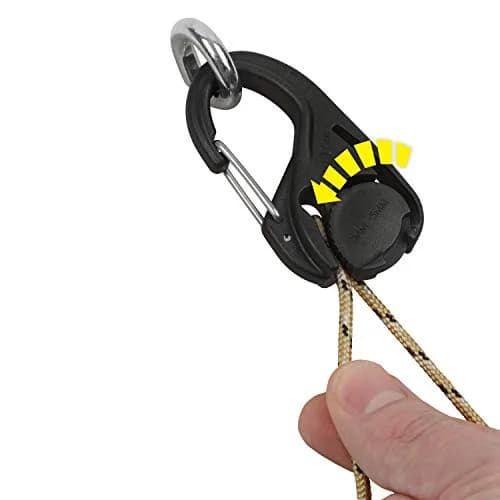 Nite Ize CamJam Cord Tightener with Carabiner Clip - Plastic Carabiner & Stainless Steel Lock - Utility Rope & Cord Tightener - Black thumbnail 4