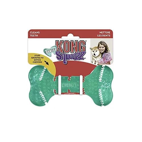 KONG Squeezz Dental Bone Chew Toy for Medium/Large Dogs | Flexible Teeth Cleaning Toy thumbnail 3