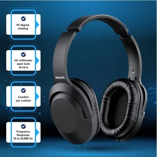Philips Over Ear Wired Stereo Headphones with 6.3mm Adapter | 40mm Drivers for Clear Sound thumbnail 2