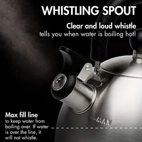 Primula Stewart Whistling Tea Kettle 1.5-Quart (1.42 L) | Fast Boil Stainless Steel Stovetop Kettle thumbnail 5