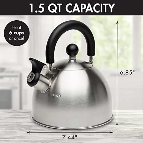 Primula Stewart Whistling Tea Kettle 1.5-Quart (1.42 L) | Fast Boil Stainless Steel Stovetop Kettle thumbnail 3