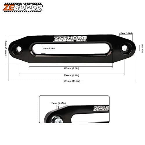 ZESUPER Universal 10" Aluminium Winch Hawse Fairlead for 8000-13000LBS Winch | Aluminium, Synthetic Rope Compatible thumbnail 2