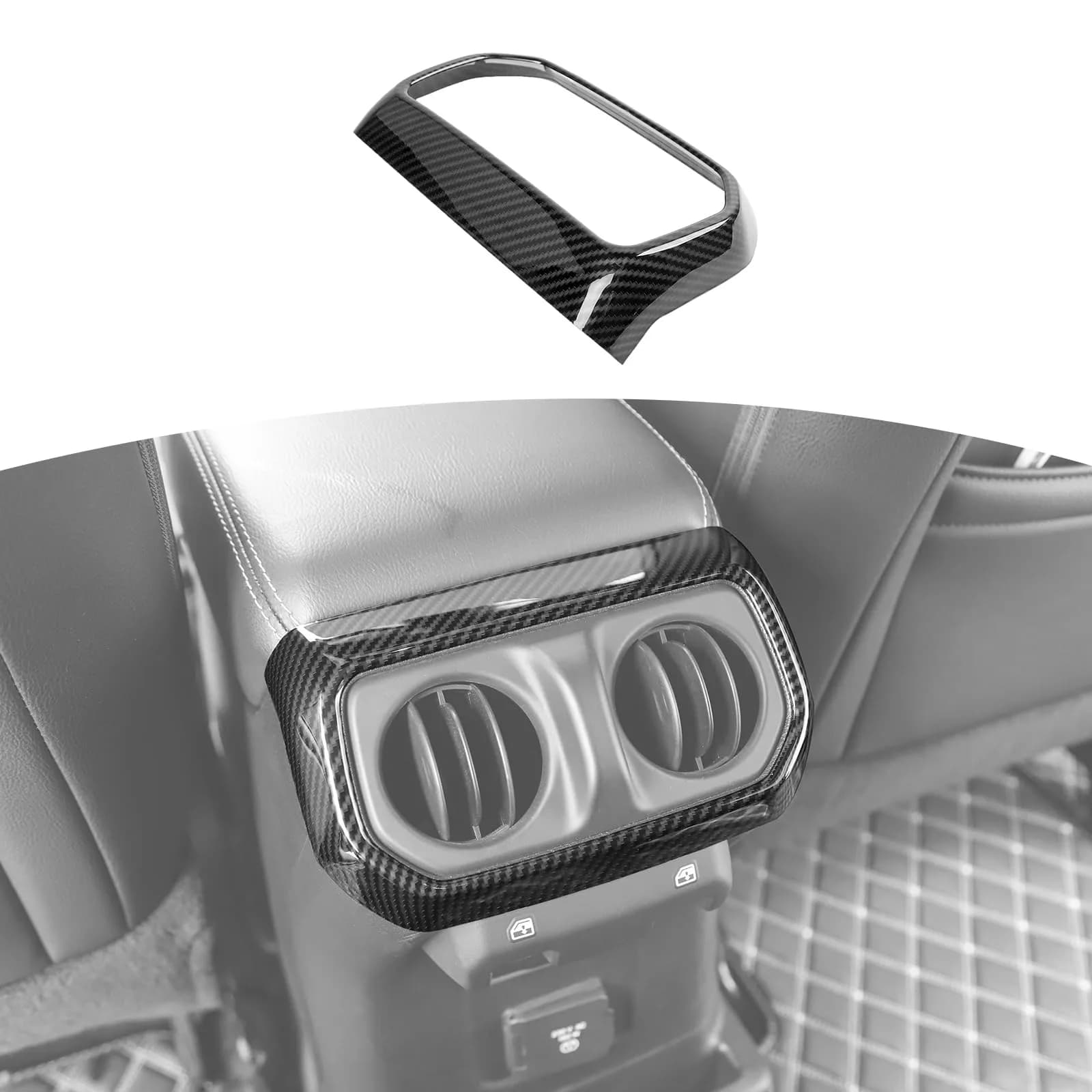 RT-TCZ Rear AC Vent Cover Trim for Jeep Wrangler JLU 2018-Present & Gladiator JT 4-Door 2020-Present Black Carbon Fiber Interior Accessories — Carbon Fiber