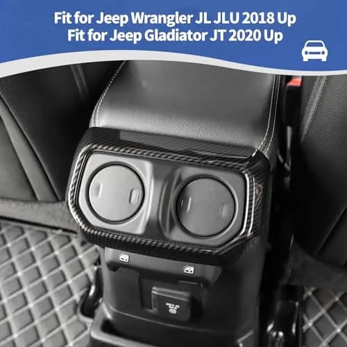 RT-TCZ Rear AC Vent Cover Trim for Jeep Wrangler JLU 2018-Present & Gladiator JT 4-Door 2020-Present Black Carbon Fiber Interior Accessories thumbnail 4