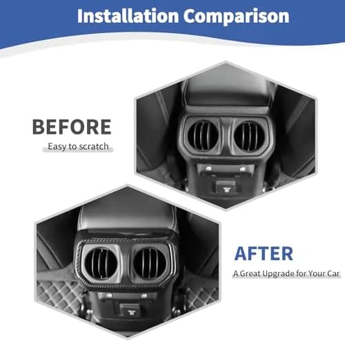 RT-TCZ Rear AC Vent Cover Trim for Jeep Wrangler JLU 2018-Present & Gladiator JT 4-Door 2020-Present Black Carbon Fiber Interior Accessories thumbnail 2