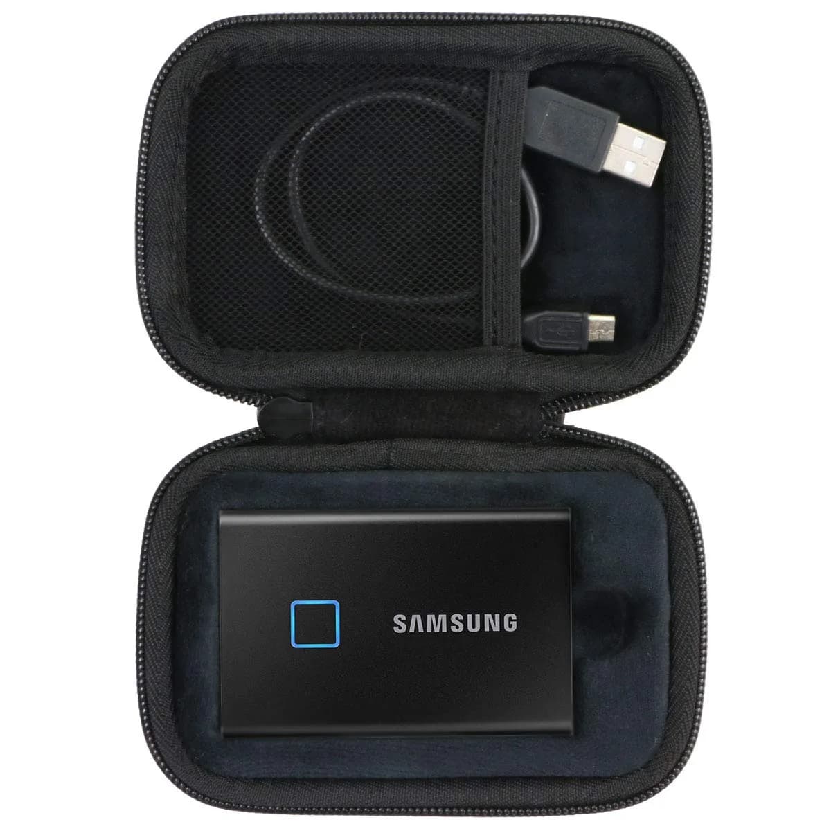 co2CREA Hard Travel Case for Samsung T7 Touch Portable SSD, Black | Shockproof Dustproof Water-Resistant — Black Case
