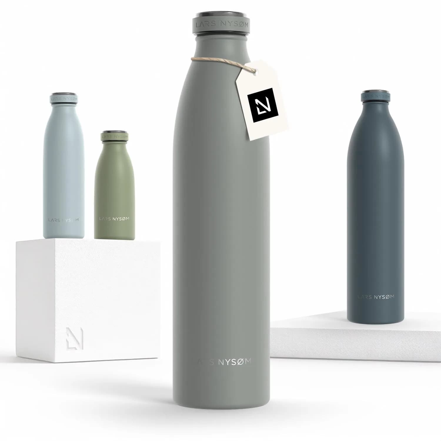 LARS NYSØM Stainless Steel Insulated Water Bottle 34oz | Keeps drinks cold 24h, hot 12h, leak-proof, travel-ready