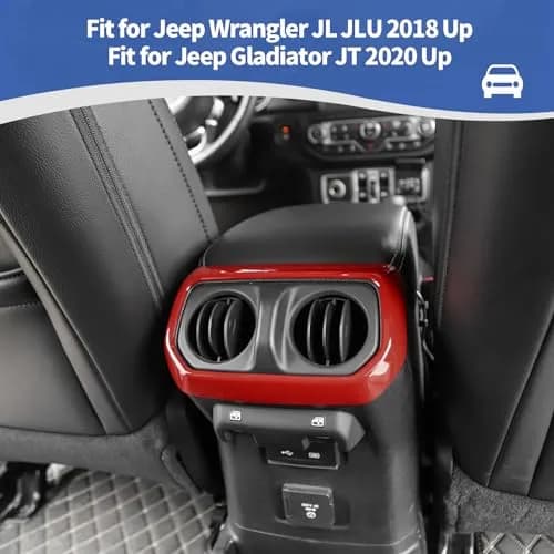 RT-TCZ Red Rear Air AC Vent Cover Trim for Jeep Wrangler JLU & Gladiator JT 4-Door | ABS Plastic Interior Accessories thumbnail 4