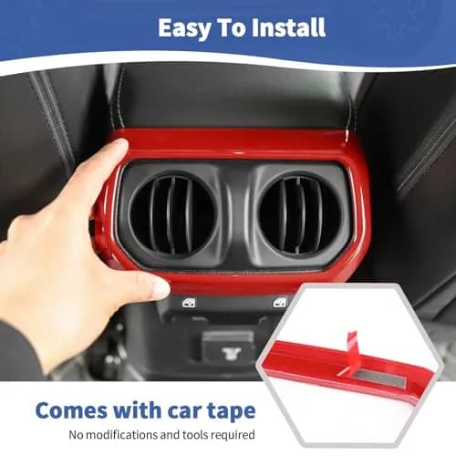 RT-TCZ Red Rear Air AC Vent Cover Trim for Jeep Wrangler JLU & Gladiator JT 4-Door | ABS Plastic Interior Accessories thumbnail 5