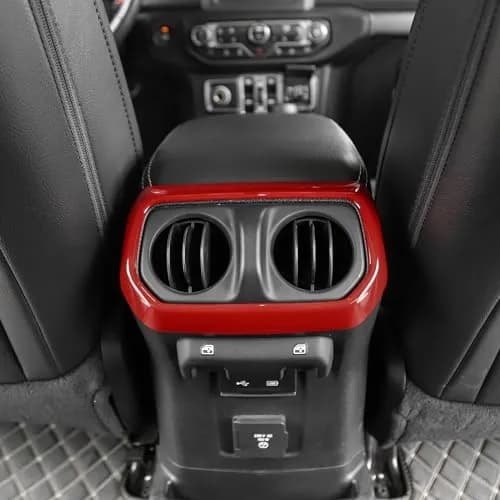 RT-TCZ Red Rear Air AC Vent Cover Trim for Jeep Wrangler JLU & Gladiator JT 4-Door | ABS Plastic Interior Accessories thumbnail 7