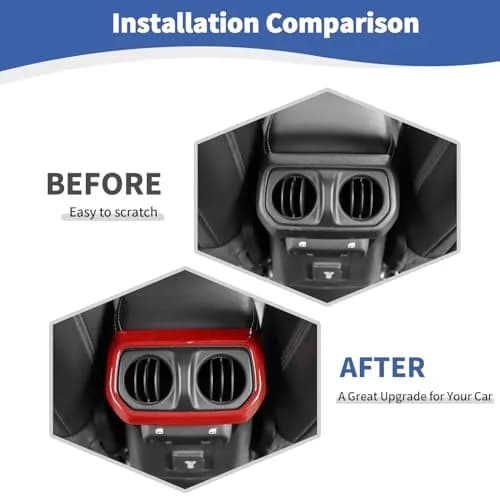 RT-TCZ Red Rear Air AC Vent Cover Trim for Jeep Wrangler JLU & Gladiator JT 4-Door | ABS Plastic Interior Accessories thumbnail 2