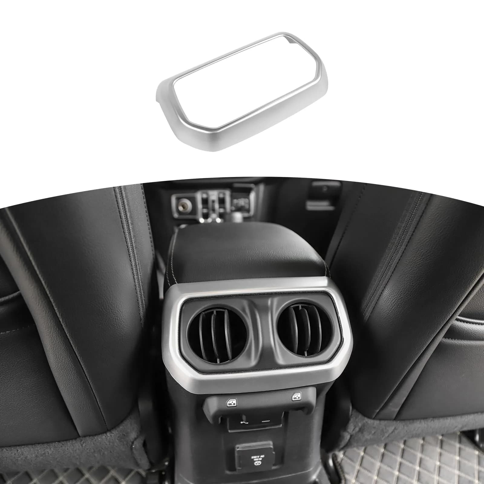 RT-TCZ Rear AC Vent Cover Trim for Jeep Wrangler JLU 2018-Present & Gladiator JT 2020-Present Silver (1 pc) - main product image