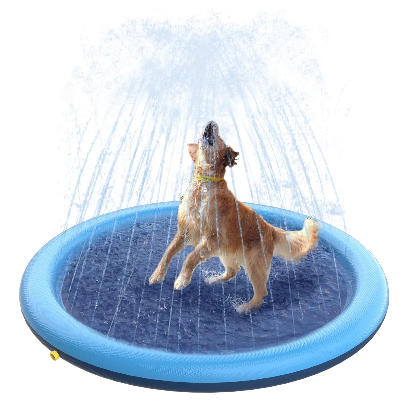 Peteast Dog Pool, Anti-Slip Splash Pad for Dogs, 51 in, Blue | Large Water Play Mat for Dogs & Kids