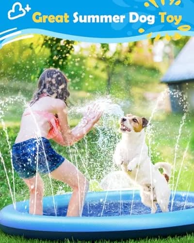 Peteast Dog Pool, Anti-Slip Splash Pad for Dogs, 51 in, Blue | Large Water Play Mat for Dogs & Kids thumbnail 7
