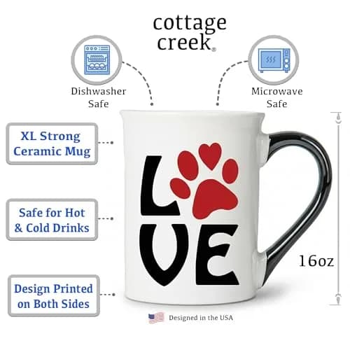 Cottage Creek Ceramic Dog Mom Coffee Mug, 16oz Pawprint | Dog Lover Gift for Women & Men thumbnail 2