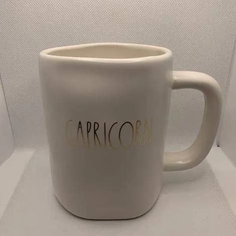 Rae Dunn CAPRICORN Zodiac Horoscope Astrological Sign Mug - Double sided - Gold LL lettering - ceramic - very rare! thumbnail 2