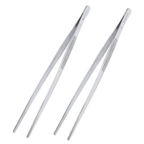 MSY BIGSUNNY Kitchen Tweezers Set of 2 | 12 Inch Stainless Steel Food Tongs for Precision Cooking & Serving thumbnail 1
