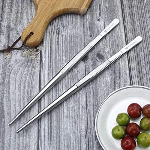 MSY BIGSUNNY Kitchen Tweezers Set of 2 | 12 Inch Stainless Steel Food Tongs for Precision Cooking & Serving thumbnail 2