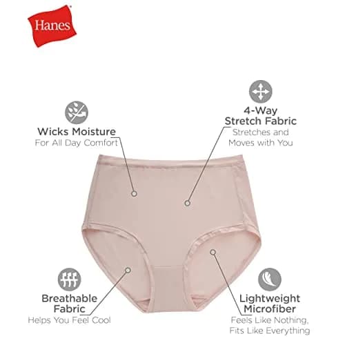 Hanes Women's ComfortFlex Fit Stretch Briefs Panties, Microfiber, Assorted, X Large | Breathable, No-ride-up, Tagless thumbnail 6