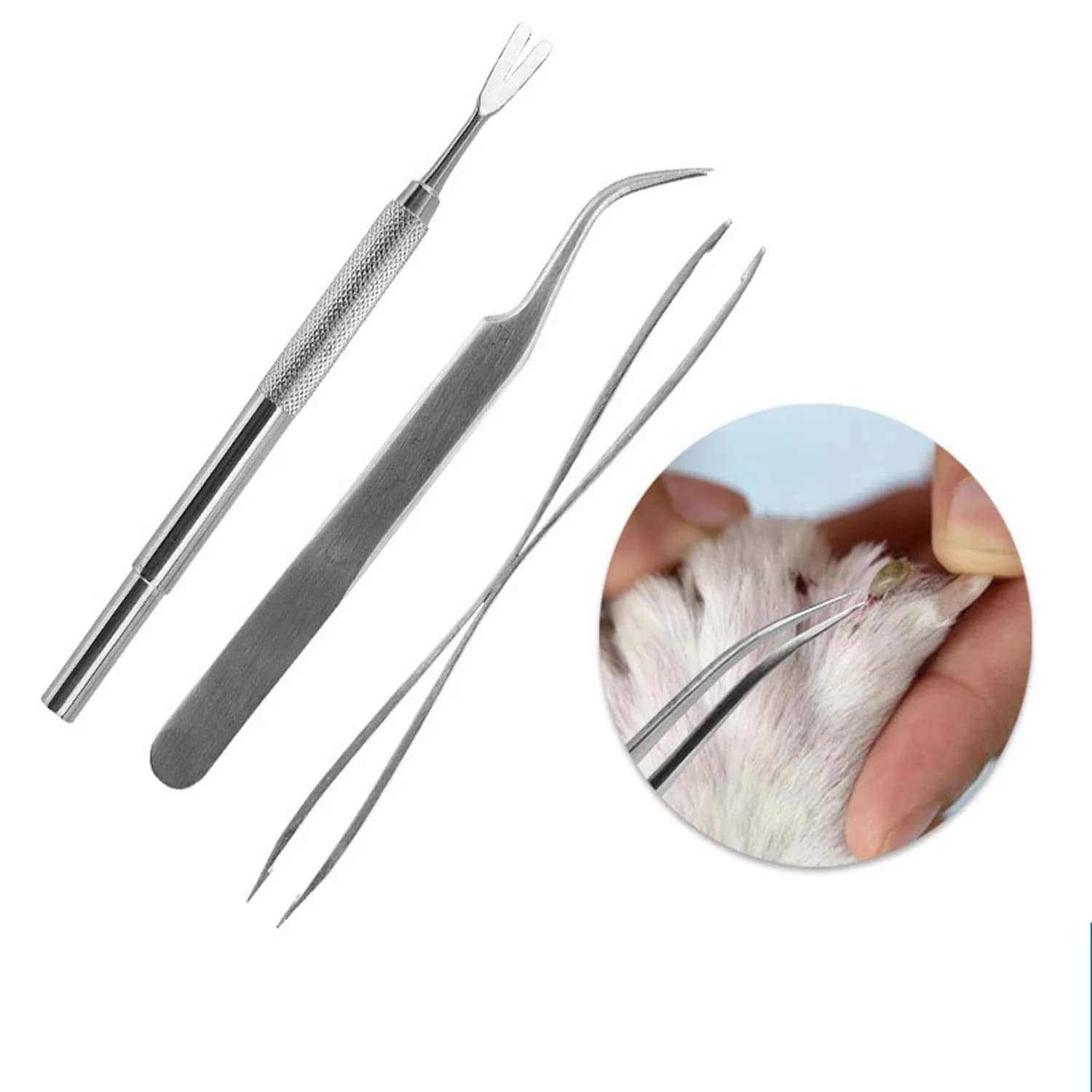 ideanovo Stainless Steel Tick Remover Tool Kit with Pouch | 1 Kit - view 2