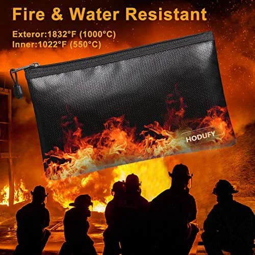 Hodufy Fireproof Money Bag - 10.6"x6.7" & 5"x8" | Fireproof & Waterproof Security Envelope thumbnail 3