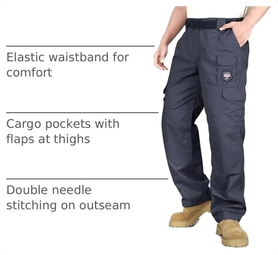 BOCOMAL Men's Flame Resistant Cargo Pants 32W x 30L | NFPA 2112 Certified, Water & Oil Resistant thumbnail 5