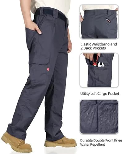 BOCOMAL Men's Flame Resistant Cargo Pants 32W x 30L | NFPA 2112 Certified, Water & Oil Resistant thumbnail 3