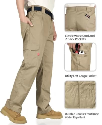 BOCOMAL Men's Flame Resistant Cargo Pants 44W x 32L | NFPA 2112 Certified, Water & Oil Resistant thumbnail 3