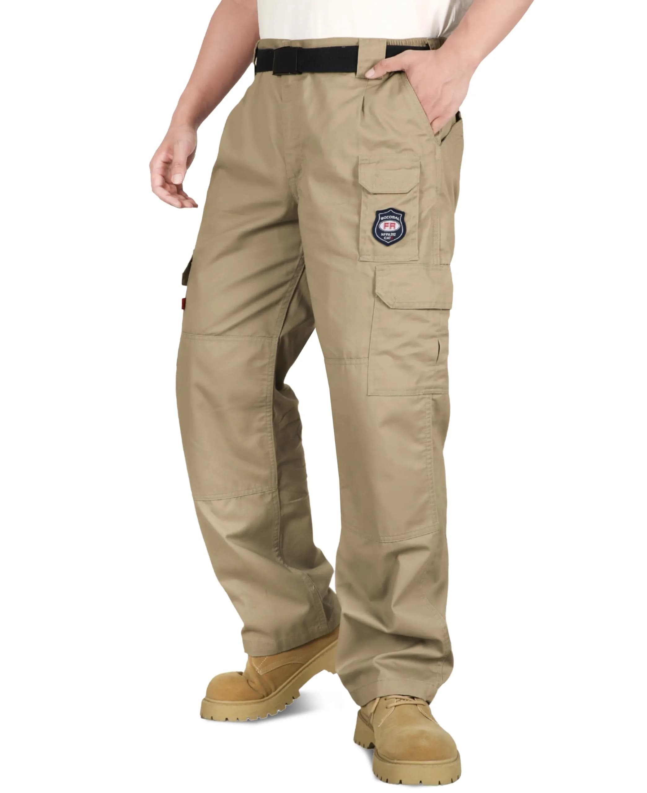 BOCOMAL Men's Flame Resistant Cargo Pants 32W x 32L | NFPA 2112 Certified, Water & Oil Resistant