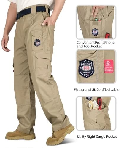 BOCOMAL Men's Flame Resistant Cargo Pants 32W x 32L | NFPA 2112 Certified, Water & Oil Resistant thumbnail 5