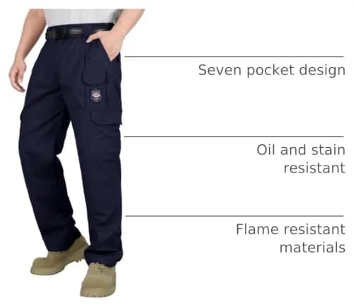 BOCOMAL Men's FR Cargo Pants 38W x 32L Navy | Flame Resistant Workwear with 7 Pockets thumbnail 4