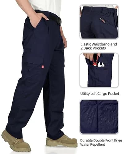 BOCOMAL Men's FR Cargo Pants 38W x 32L Navy | Flame Resistant Workwear with 7 Pockets thumbnail 3