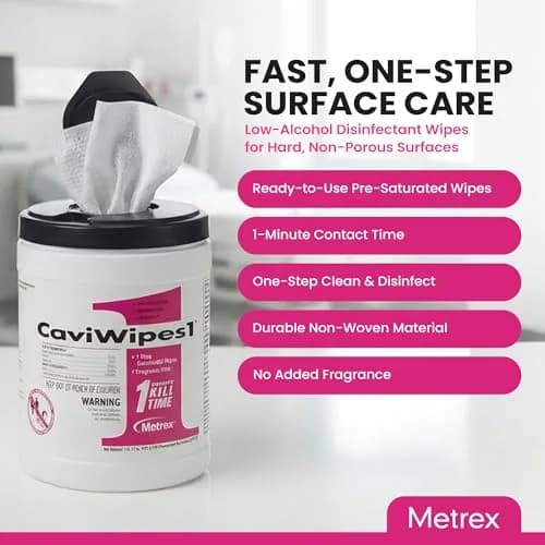 Metrex CaviWipes1 Disinfecting Wipes 160 Ct | 6"x6.75" Surface Disinfectant for Healthcare thumbnail 2