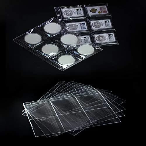 Jomevia Coin Sleeves coin pocket pages insert Sheets for Coin Stamp Currency Collection | 6 Pocket Coin Pages 10 Sheets PVC Transparent thumbnail 5