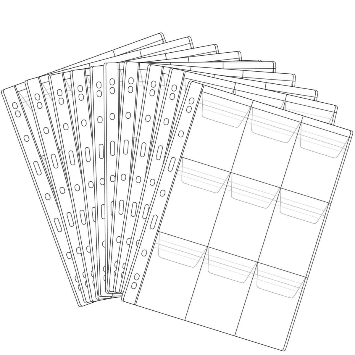 Jomevia 9 Pocket Coin Pages 10 Sheets | Coin & Stamp Storage with Flap & Loop (70-120 chars) — 3.3x2.6 inch Each pocket
