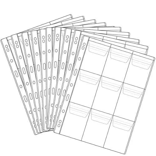 Jomevia 9 Pocket Coin Pages 10 Sheets | Coin & Stamp Storage with Flap & Loop (70-120 chars) thumbnail 1