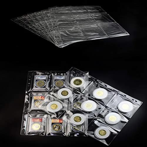 Jomevia 9 Pocket Coin Pages 10 Sheets | Coin & Stamp Storage with Flap & Loop (70-120 chars) thumbnail 5