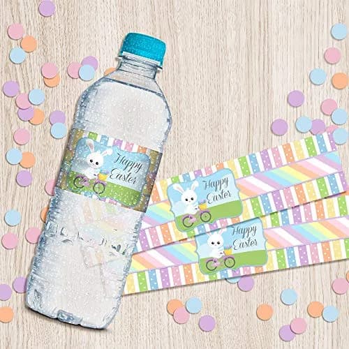 Amanda Creation Egg-celent Easter Water Bottle Wrappers 20 Pack 1.75"x8.5" | Waterproof Labels for Parties thumbnail 6