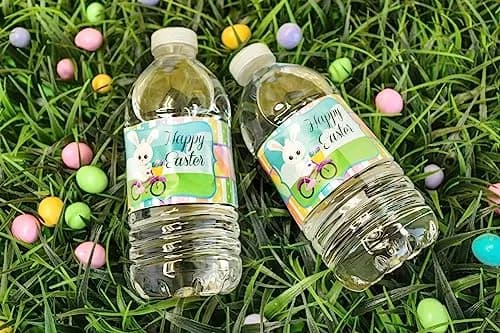 Amanda Creation Egg-celent Easter Water Bottle Wrappers 20 Pack 1.75"x8.5" | Waterproof Labels for Parties thumbnail 2