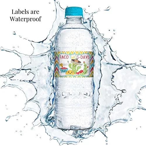 Amanda Creation Taco TWOS-Day Second Birthday Fiesta Party Waterproof Water Bottle Sticker Wrappers | 20 Labels, 1.75" x 8.5" thumbnail 7